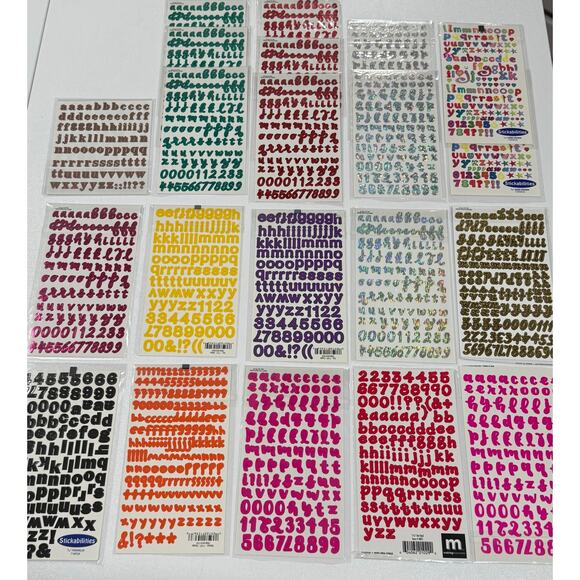 21 Sets Stickabilities Scrapbooking Stickers Letters & Numbers Variety Colors - Picture 2 of 10
